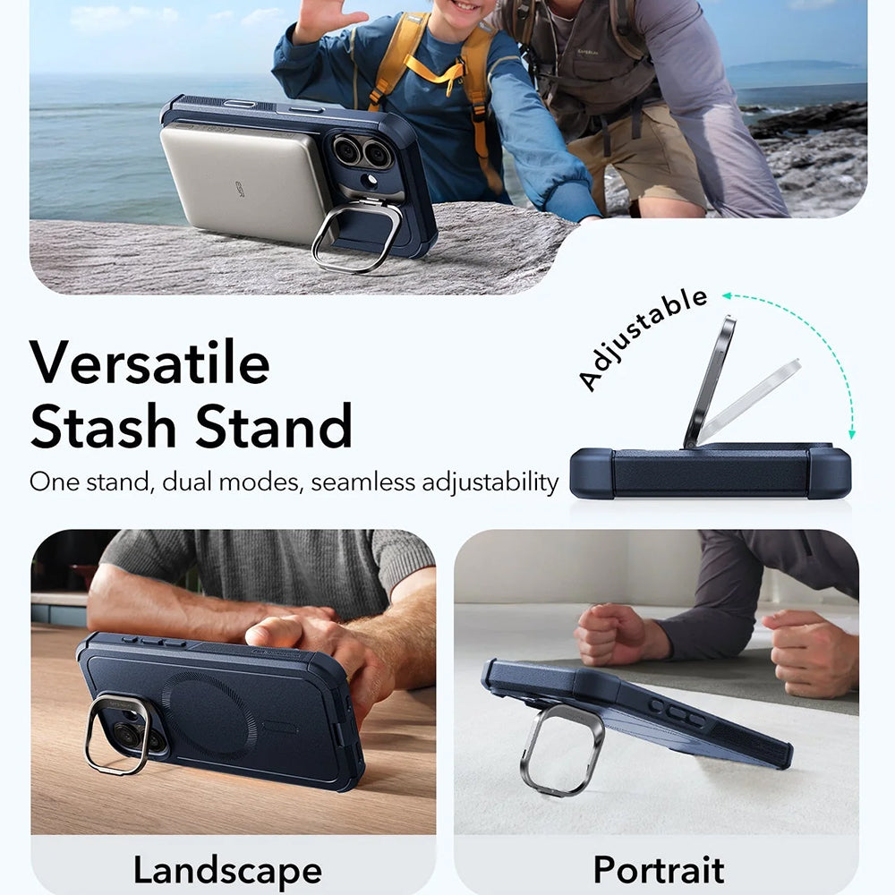 MagSafe cover til Apple iPhone 17, ESR, Cyber Armor Kickstand, Blå