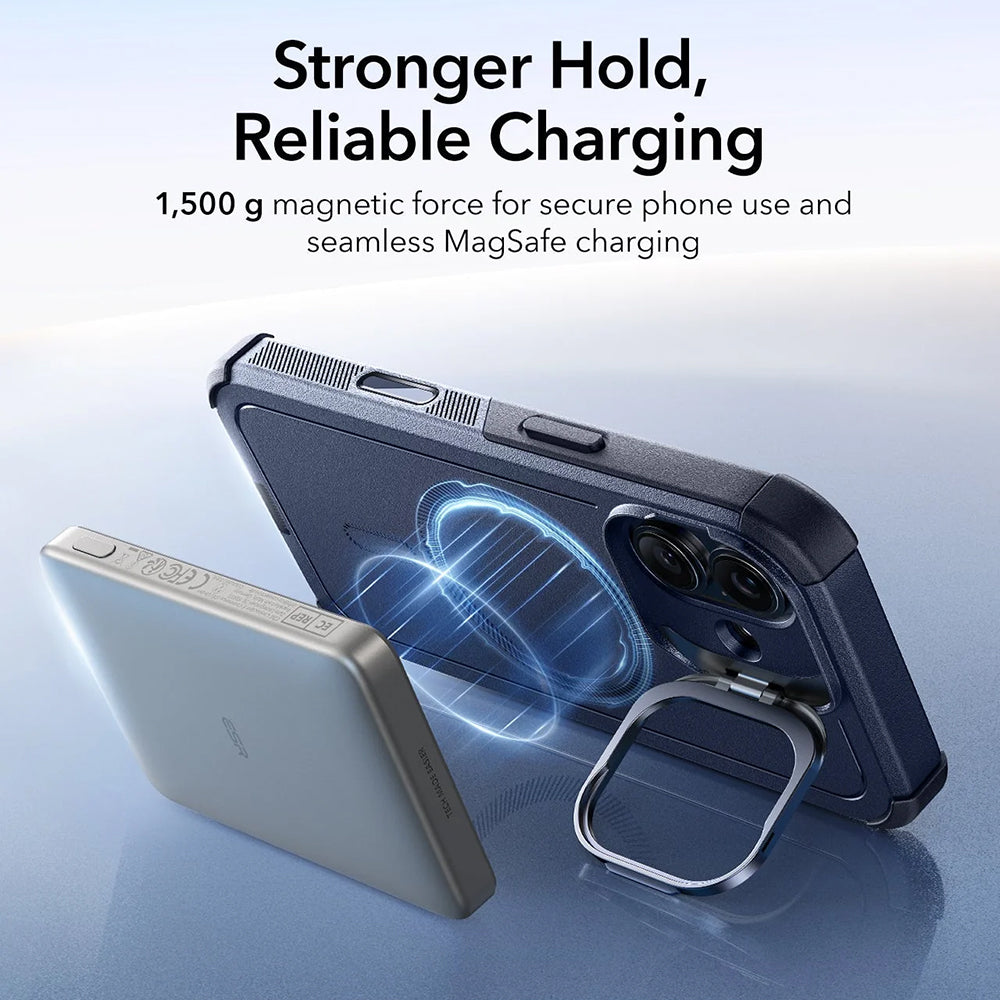 MagSafe cover til Apple iPhone 17, ESR, Cyber Armor Kickstand, Blå