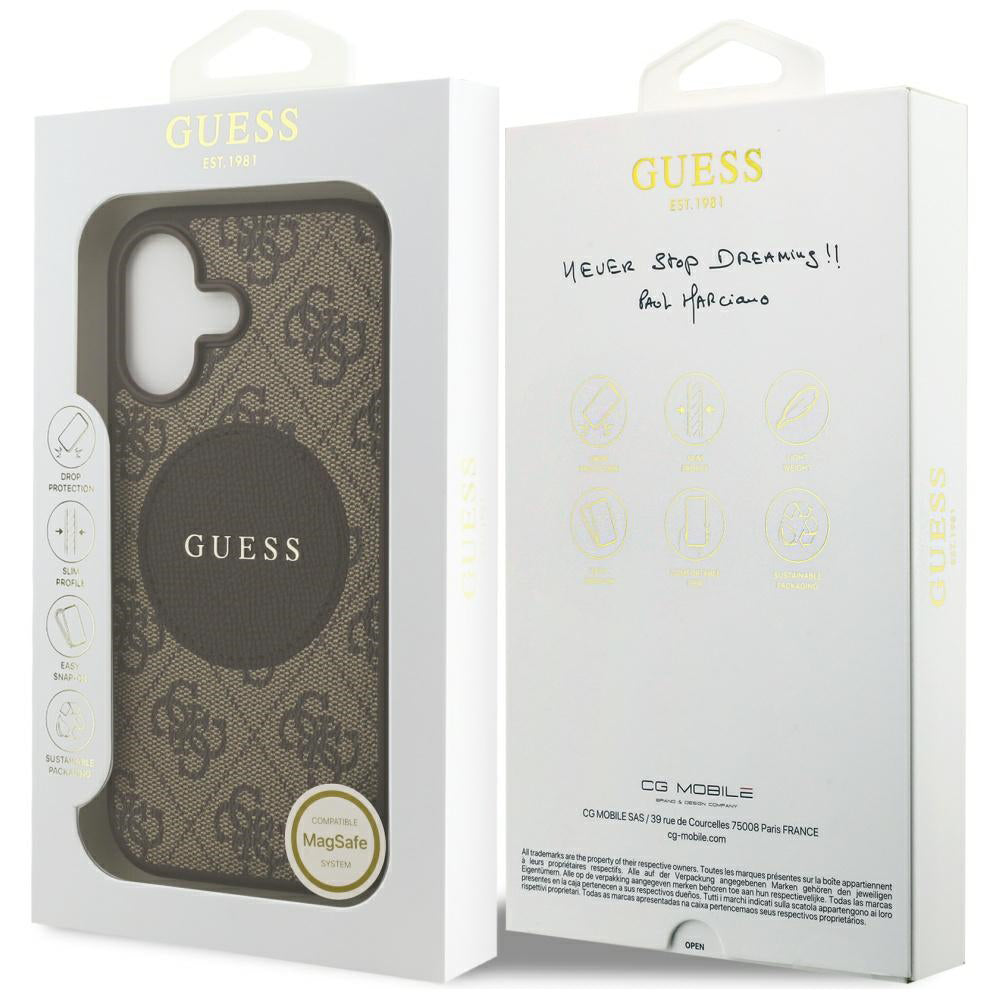 MagSafe cover til Apple iPhone 17, Guess, 4G Circle Classic Logo, Brun