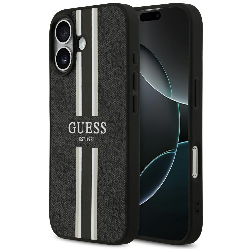 MagSafe cover til Apple iPhone 17, Guess, 4G Printed Stripes, Sort