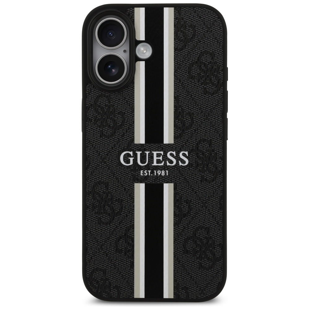 MagSafe cover til Apple iPhone 17, Guess, 4G Printed Stripes, Sort