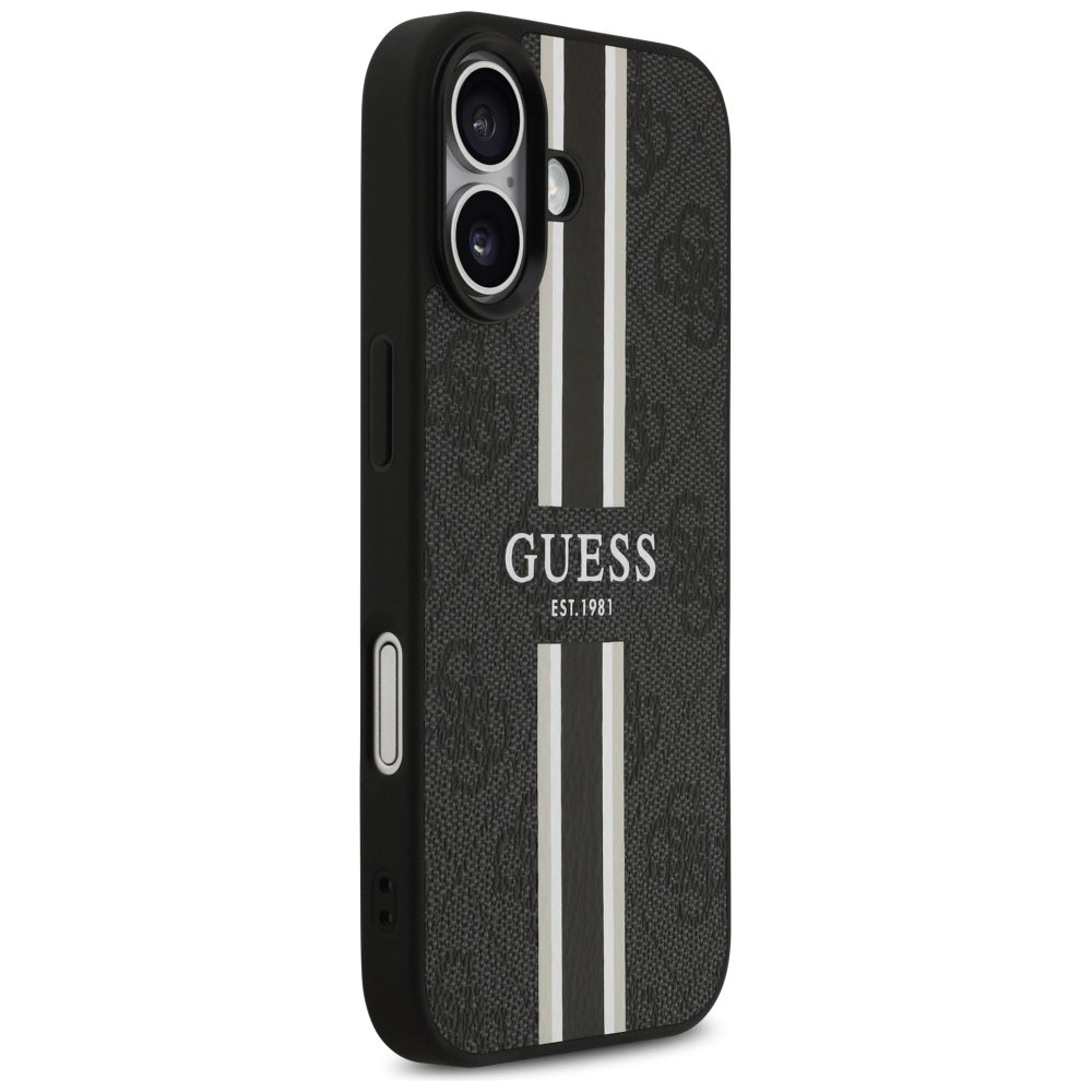 MagSafe cover til Apple iPhone 17, Guess, 4G Printed Stripes, Sort