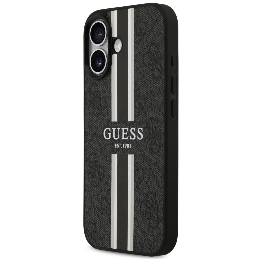 MagSafe cover til Apple iPhone 17, Guess, 4G Printed Stripes, Sort