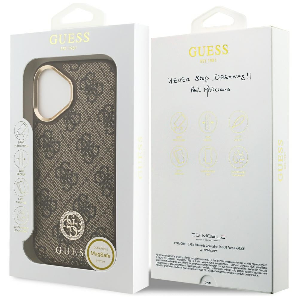 MagSafe cover til Apple iPhone 17, Guess, 4G Strass Logo, Brun