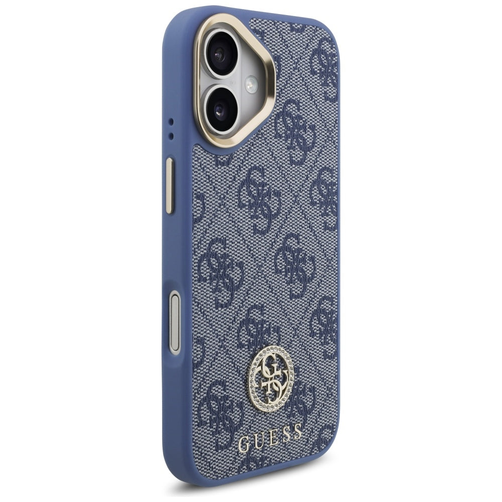 MagSafe cover til Apple iPhone 17, Guess, 4G Strass Logo med stor rem, Blå