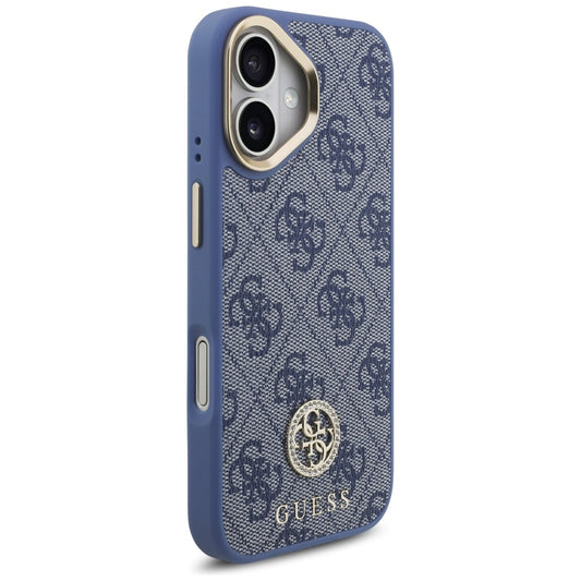 MagSafe cover til Apple iPhone 17, Guess, 4G Strass Logo med stor rem, Blå