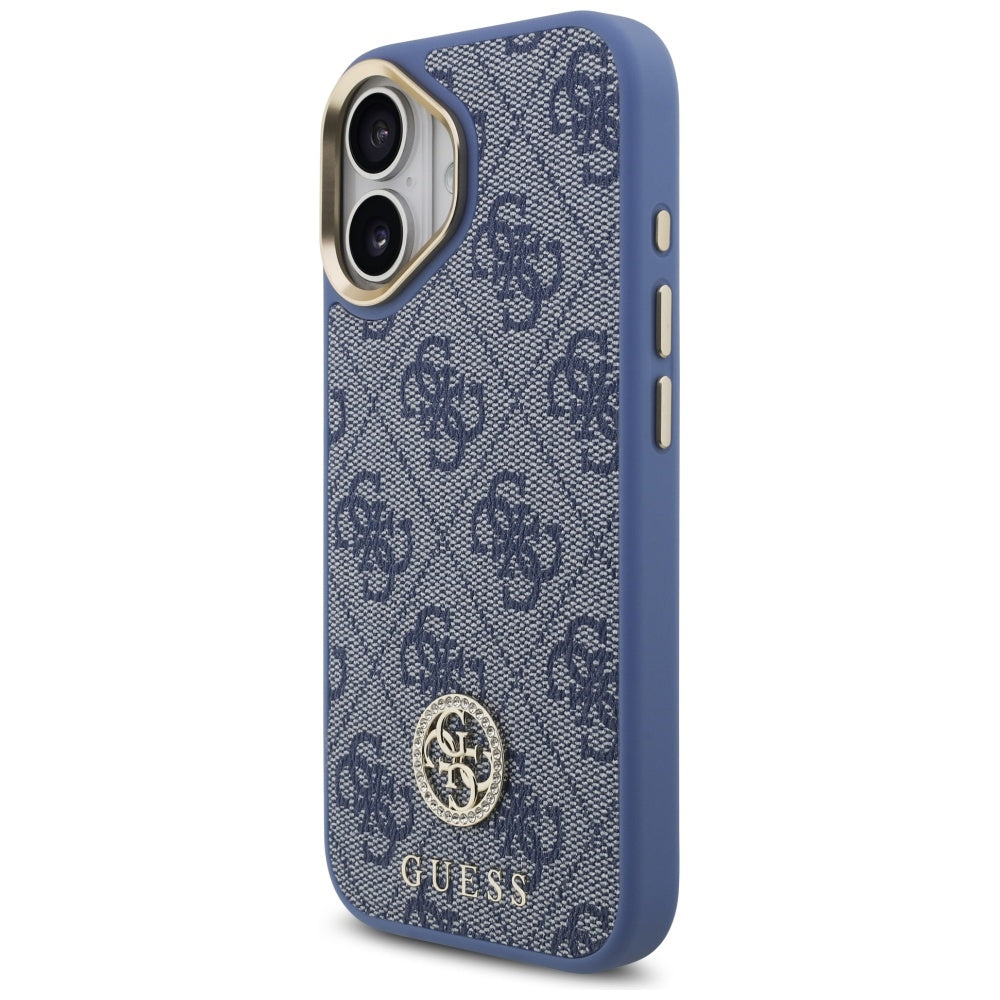 MagSafe cover til Apple iPhone 17, Guess, 4G Strass Logo med stor rem, Blå
