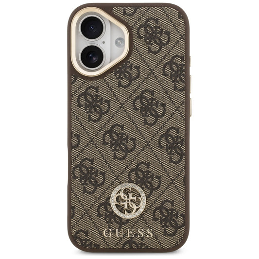 MagSafe cover til Apple iPhone 17, Guess, 4G Strass Logo med stor rem, Brun