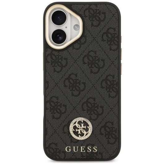 MagSafe cover til Apple iPhone 17, Guess, 4G Strass Logo med stor rem, sort