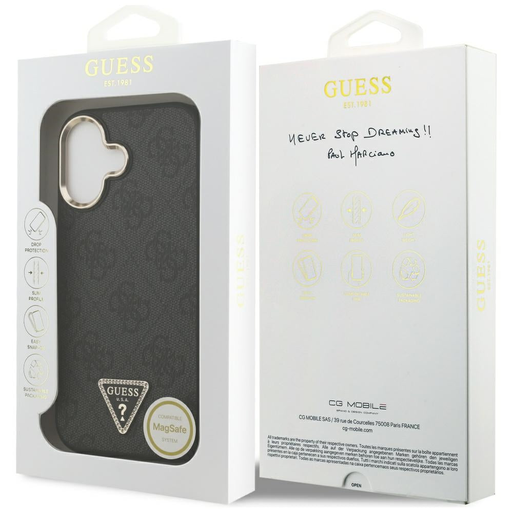 MagSafe cover til Apple iPhone 17, Guess, 4G Triangle Diamond Logo, Sort