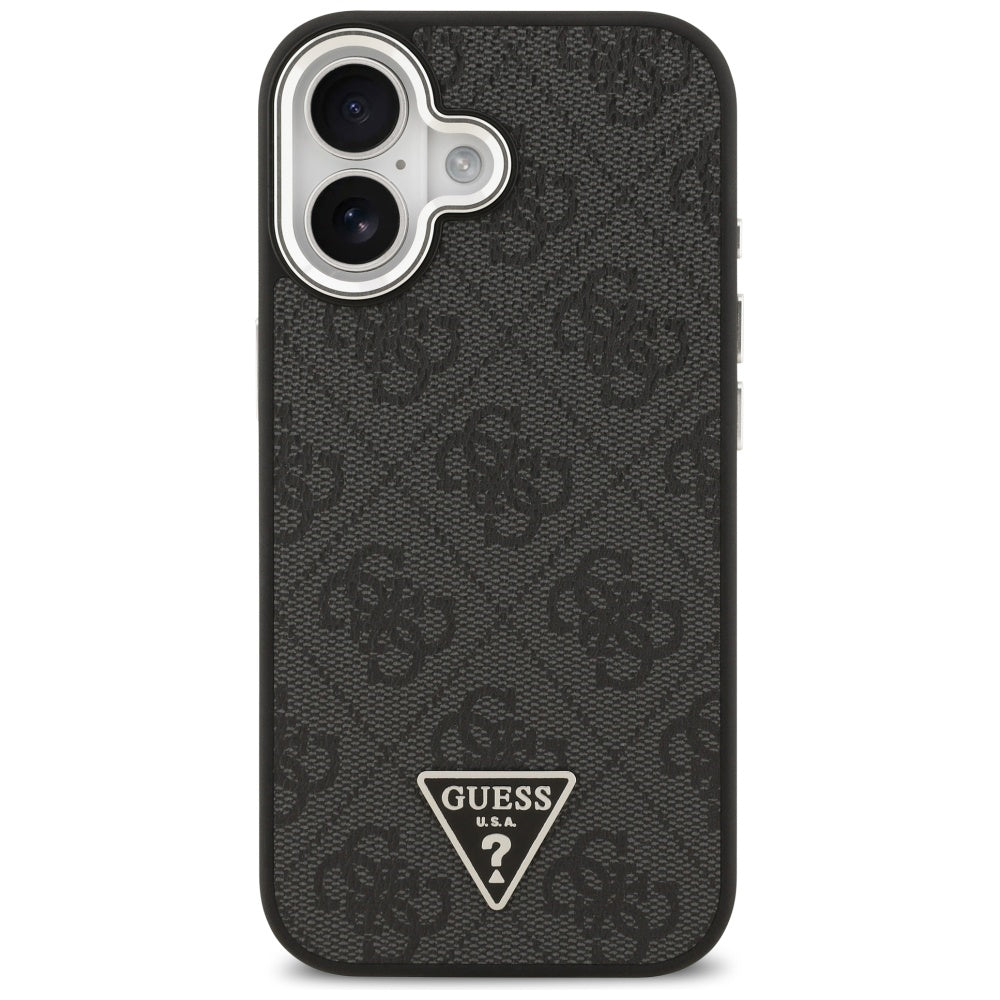 MagSafe cover til Apple iPhone 17, Guess, 4G Triangle Logo, Sort Sølvfarvet