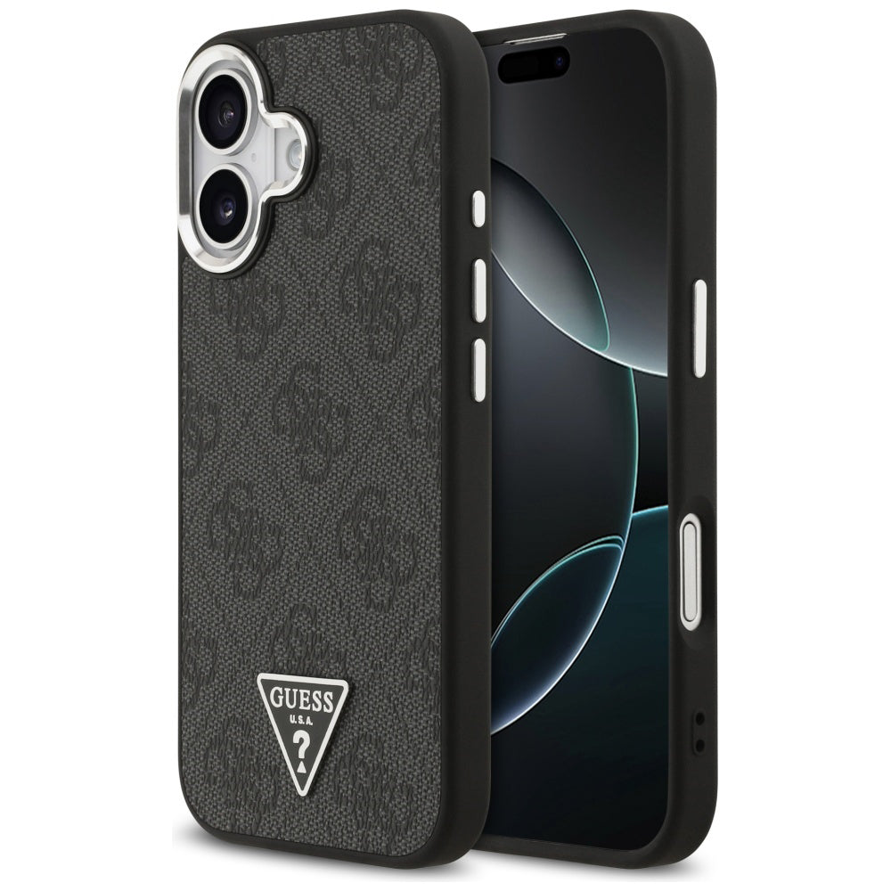 MagSafe cover til Apple iPhone 17, Guess, 4G Triangle Logo, Sort Sølvfarvet