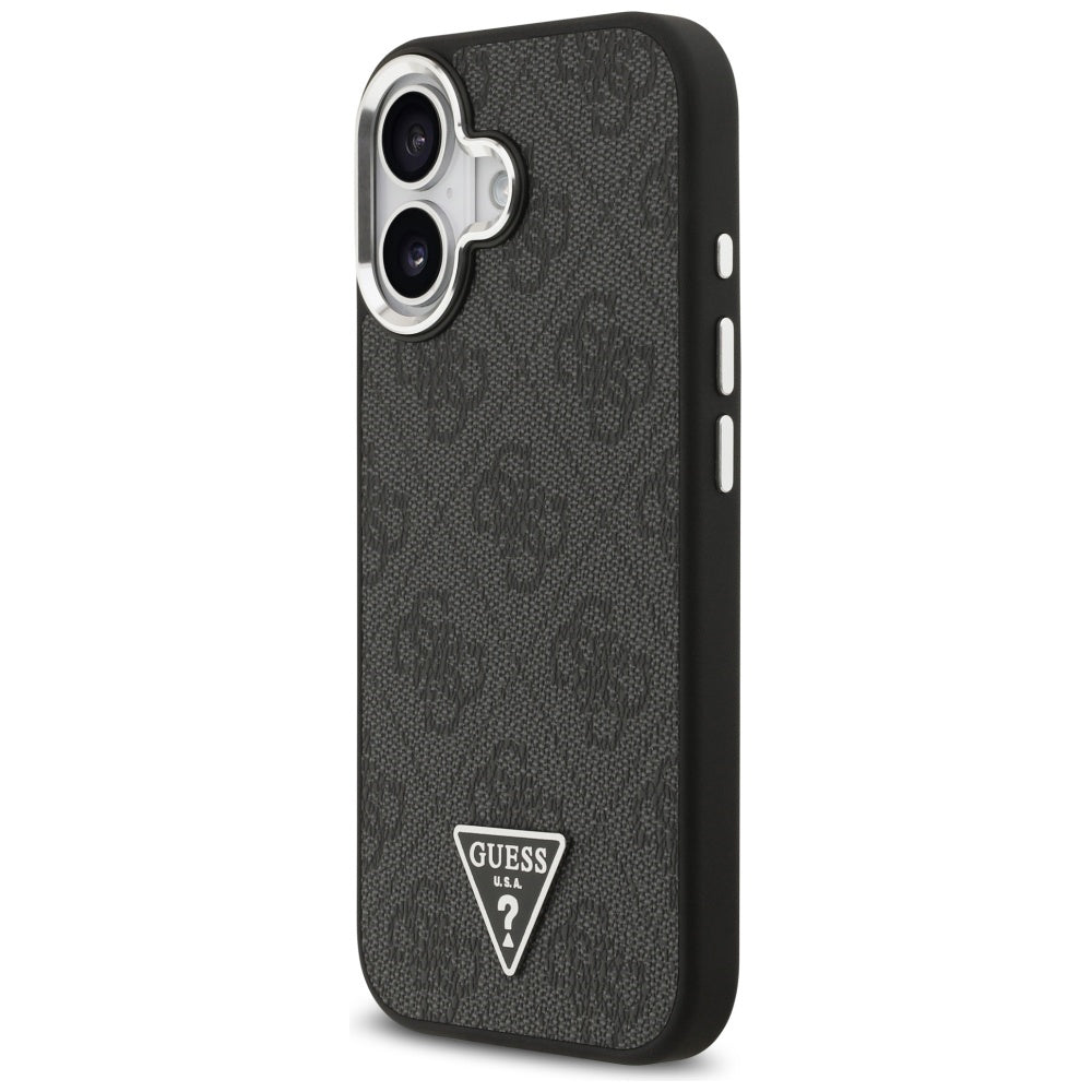 MagSafe cover til Apple iPhone 17, Guess, 4G Triangle Logo, Sort Sølvfarvet