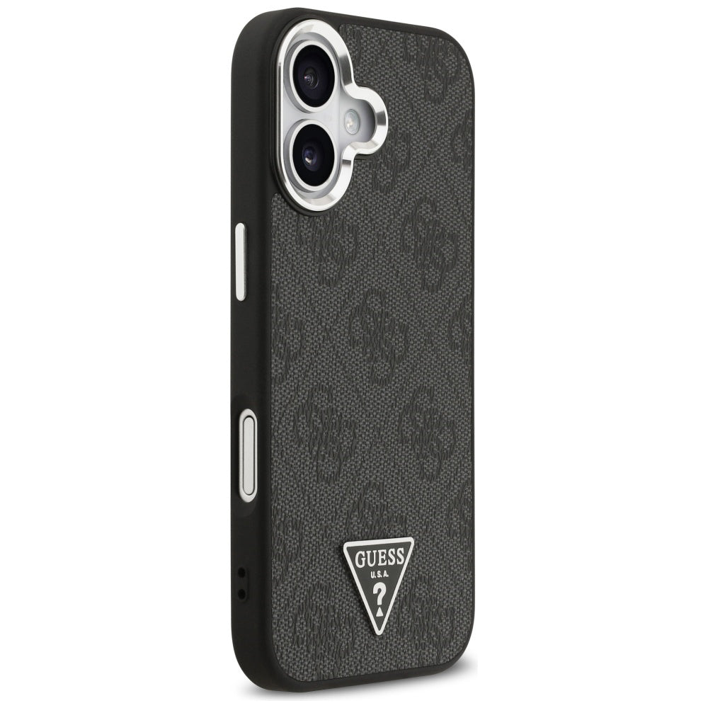 MagSafe cover til Apple iPhone 17, Guess, 4G Triangle Logo, Sort Sølvfarvet