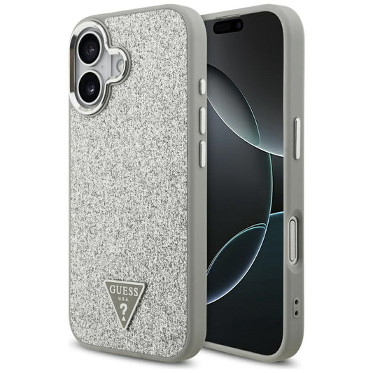 MagSafe cover til Apple iPhone 17, Guess, Glitter Triangle Logo, Sølvfarvet