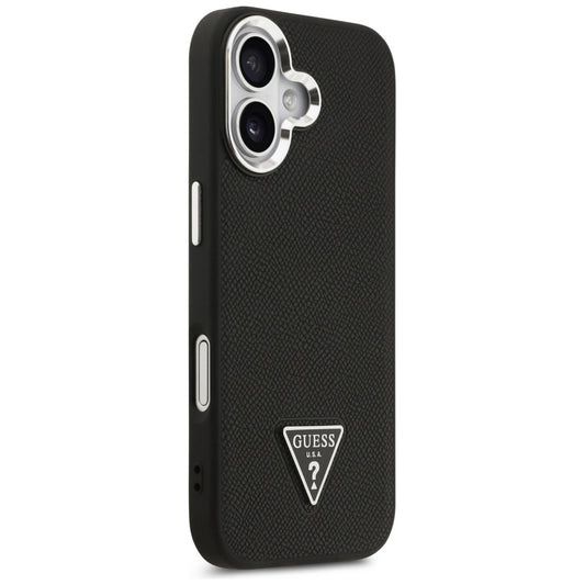 MagSafe Case for Apple iPhone 17, Guess, Grained Triangle Logo, Black