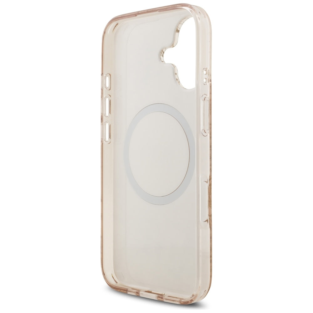 MagSafe cover til Apple iPhone 17, Guess, IML Flowers Allover Electroplated with Pearl Strap, Sort