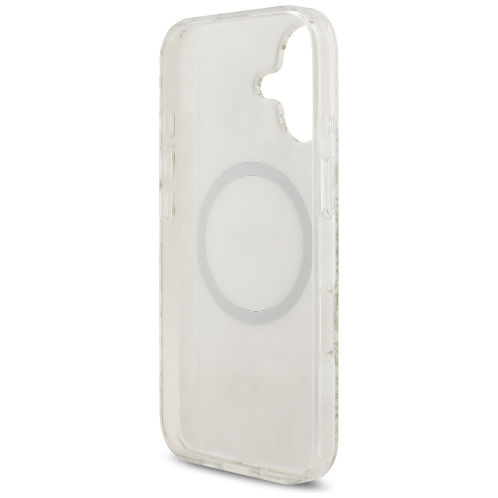 MagSafe cover til Apple iPhone 17, Guess, IML Flowers with Pearl Strap, Hvid