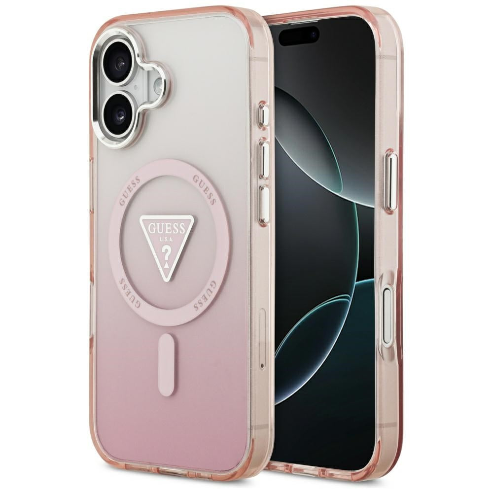 MagSafe cover til Apple iPhone 17, Guess, IML Gradient Triangle Logo, Pink