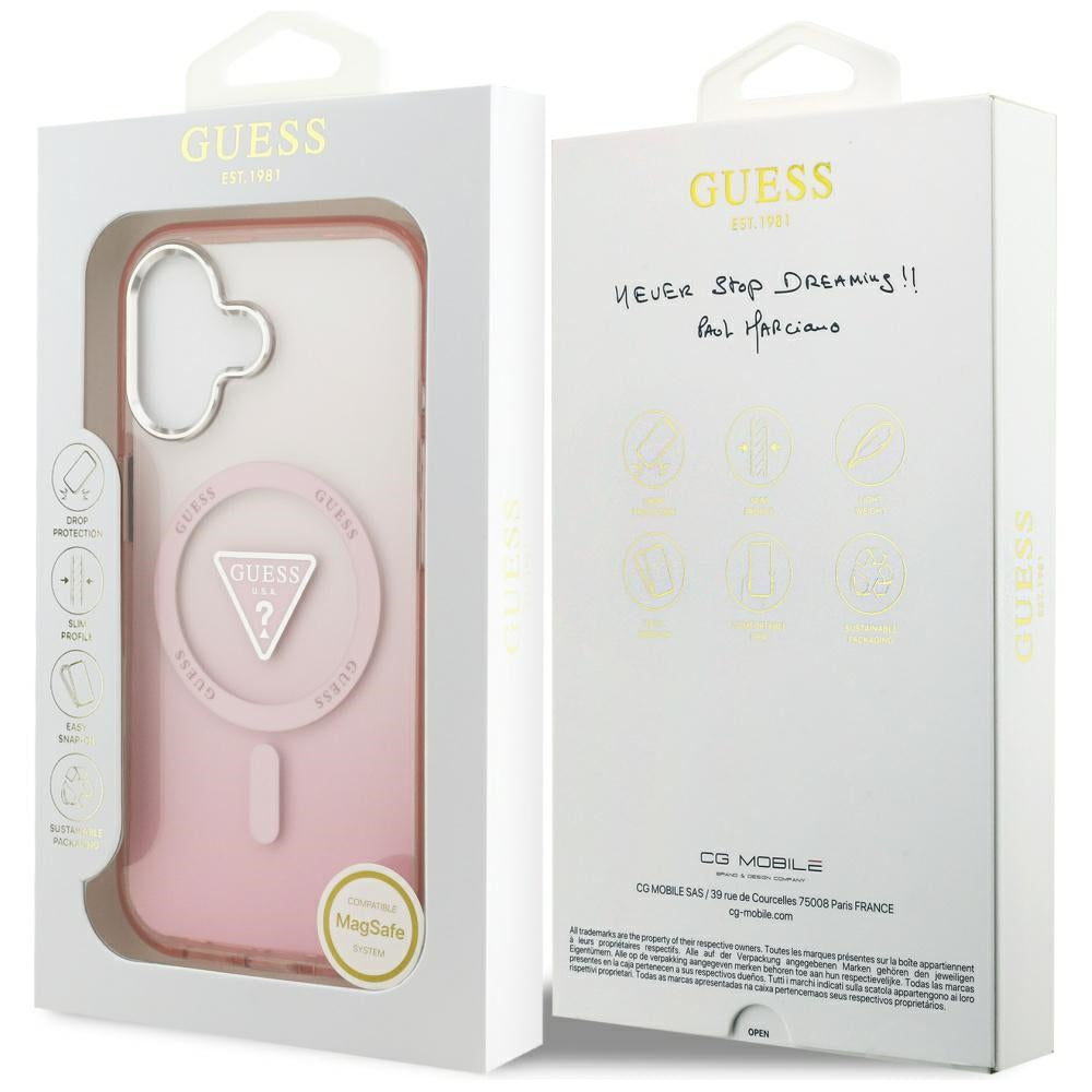 MagSafe cover til Apple iPhone 17, Guess, IML Gradient Triangle Logo, Pink