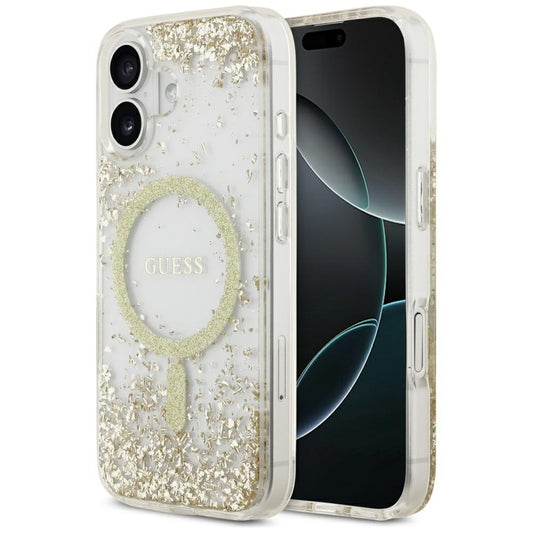 MagSafe cover til Apple iPhone 17, Guess, Resin Bottom Glitter, Gylden