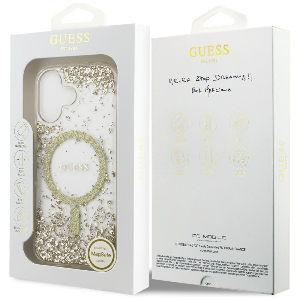 MagSafe cover til Apple iPhone 17, Guess, Resin Bottom Glitter, Gylden