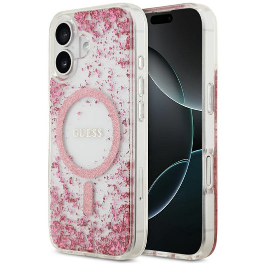 MagSafe cover til Apple iPhone 17, Guess, Resin Bottom Glitter, Pink