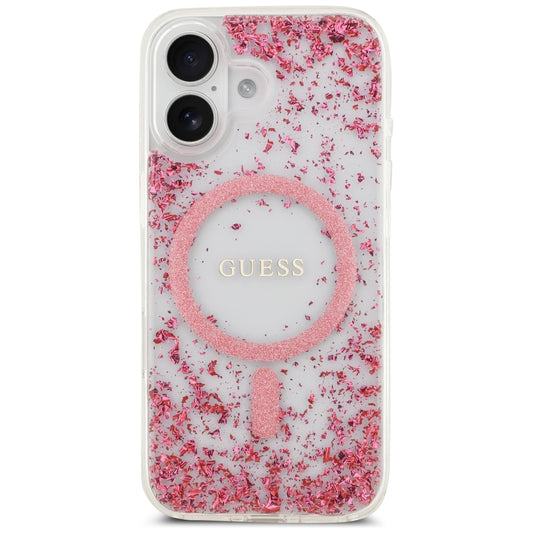 MagSafe cover til Apple iPhone 17, Guess, Resin Bottom Glitter, Pink