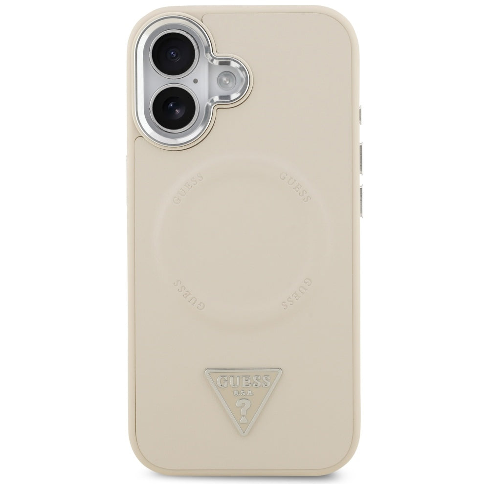 MagSafe cover til Apple iPhone 17, Guess, Triangle Logo, Beige Sølvfarvet