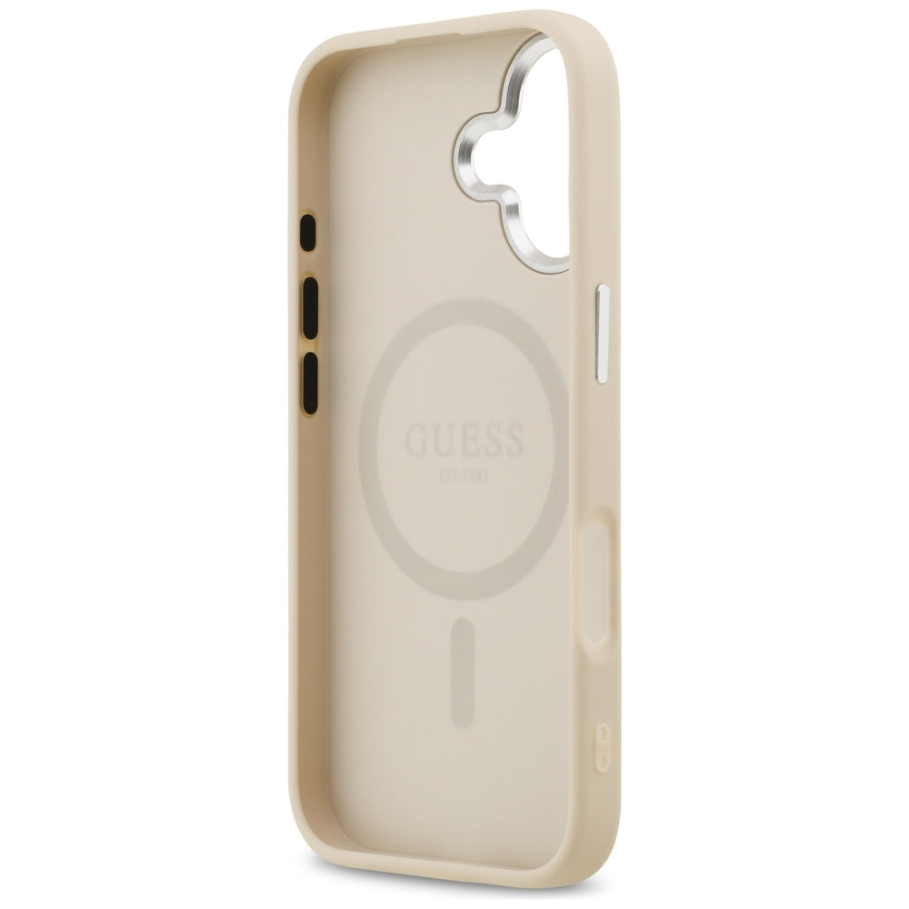 MagSafe cover til Apple iPhone 17, Guess, Triangle Logo, Beige Sølvfarvet