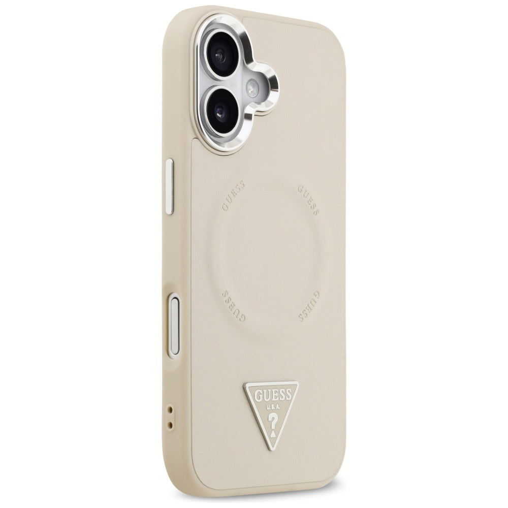 MagSafe cover til Apple iPhone 17, Guess, Triangle Logo, Beige Sølvfarvet