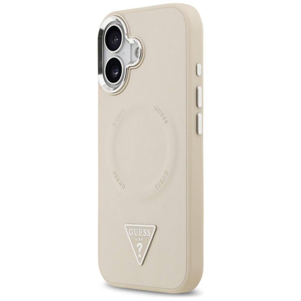 MagSafe cover til Apple iPhone 17, Guess, Triangle Logo, Beige Sølvfarvet