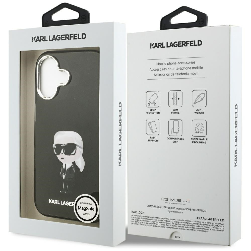 MagSafe cover til Apple iPhone 17, Karl Lagerfeld, IML Aquarelle Karl Ikonik, Sort