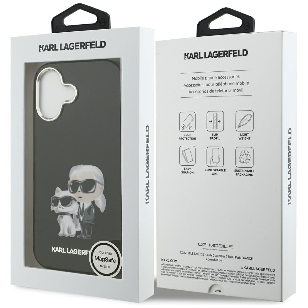 MagSafe cover til Apple iPhone 17, Karl Lagerfeld, IML Aquarelle Logo Karl & Choupette, Sort
