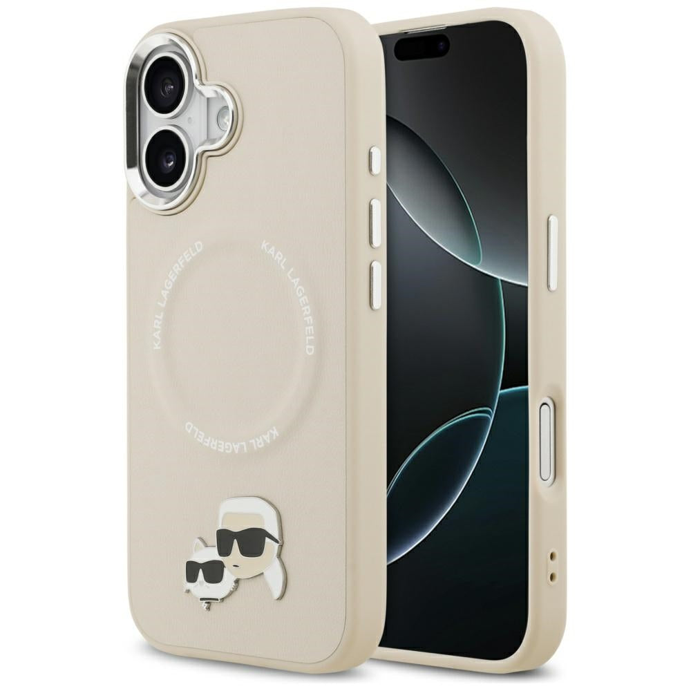 MagSafe Case for Apple iPhone 17, Karl Lagerfeld, Karl & Choupette Pins, Beige