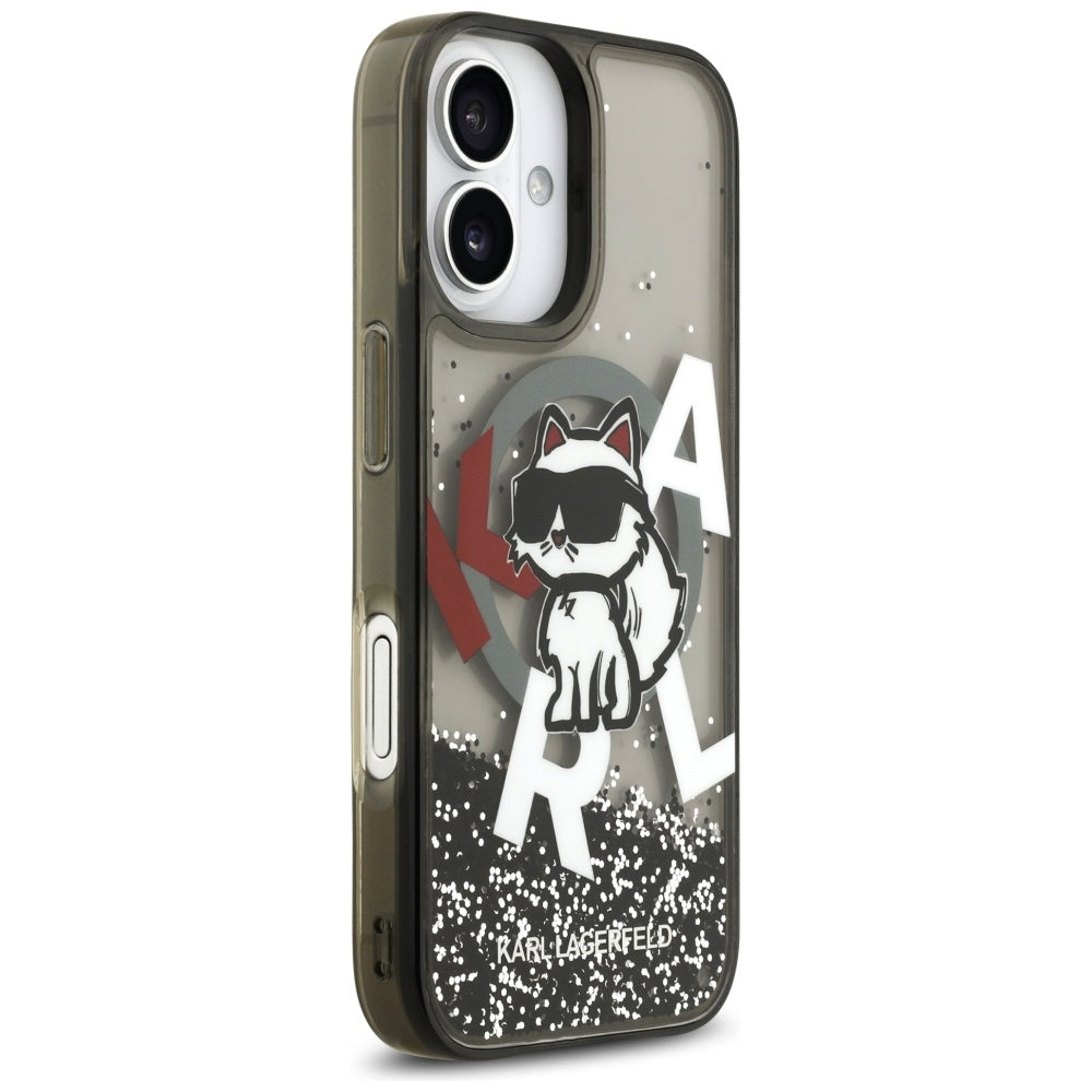 MagSafe cover til Apple iPhone 17, Karl Lagerfeld, Liquid Glitter Logo Choupette, Sort