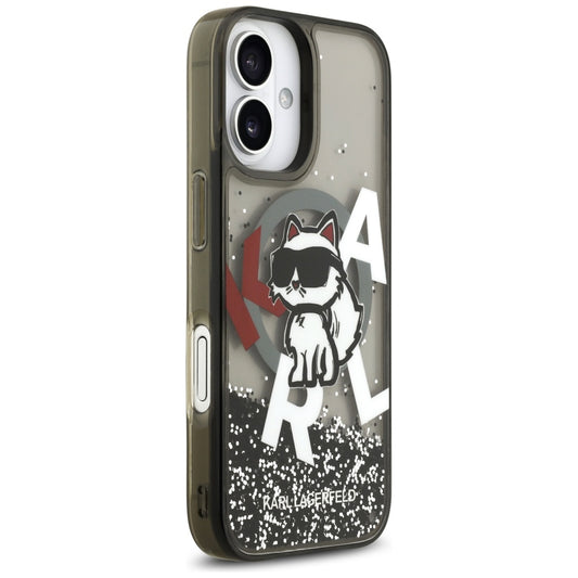 MagSafe cover til Apple iPhone 17, Karl Lagerfeld, Liquid Glitter Logo Choupette, Sort