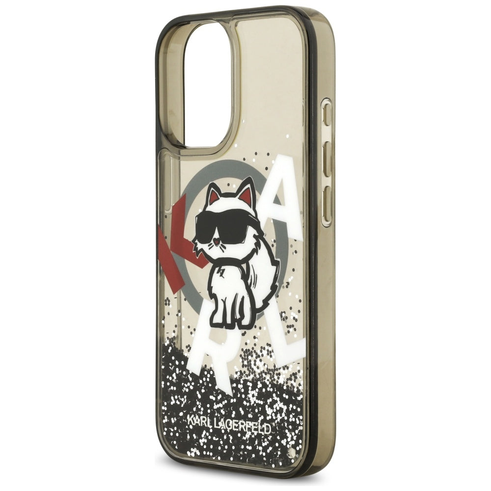 MagSafe cover til Apple iPhone 17, Karl Lagerfeld, Liquid Glitter Logo Choupette, Sort
