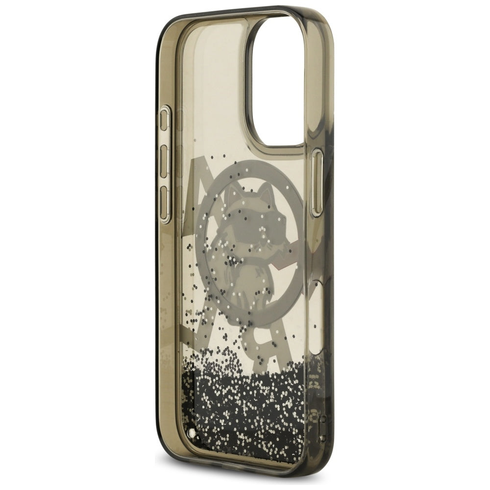 MagSafe cover til Apple iPhone 17, Karl Lagerfeld, Liquid Glitter Logo Choupette, Sort