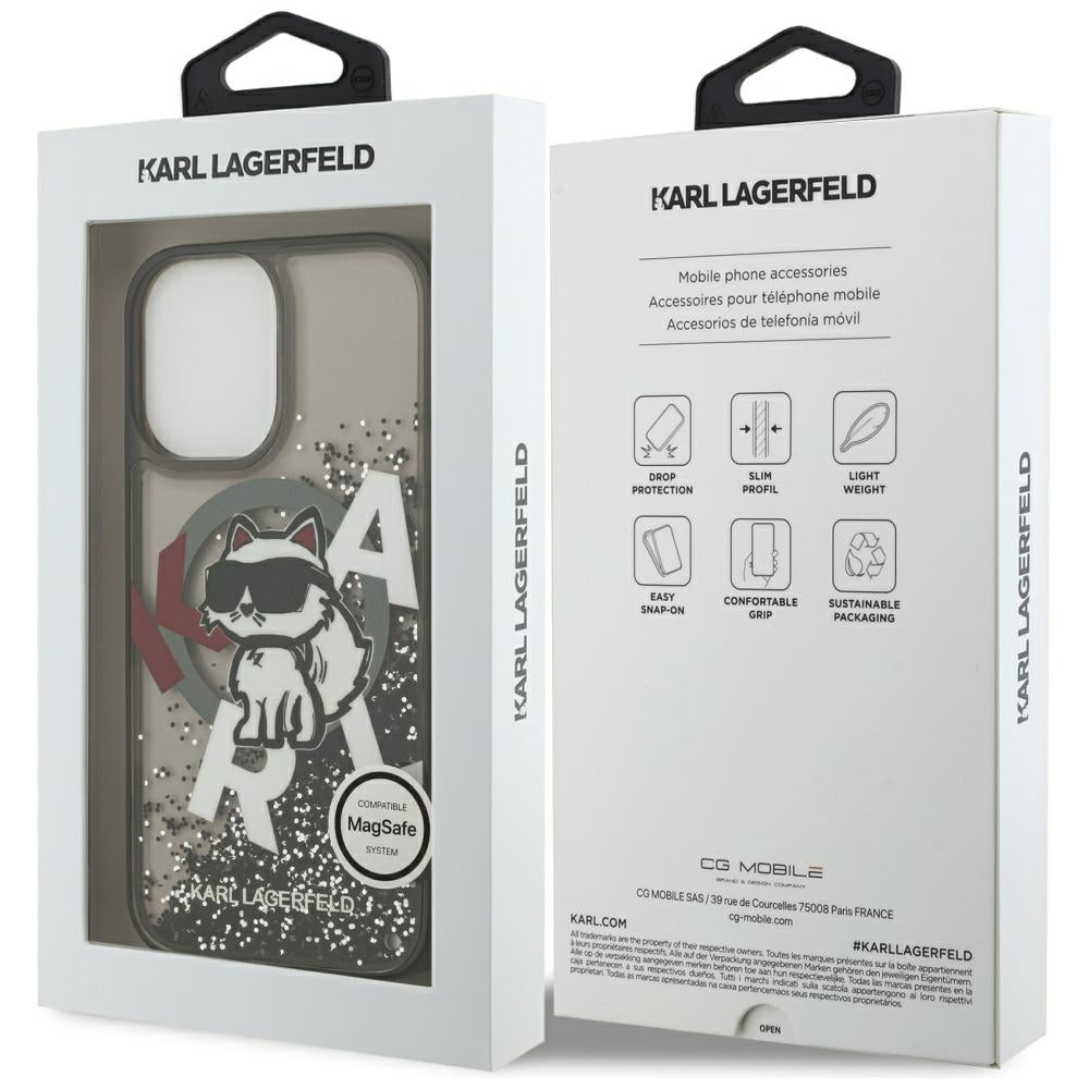 MagSafe cover til Apple iPhone 17, Karl Lagerfeld, Liquid Glitter Logo Choupette, Sort