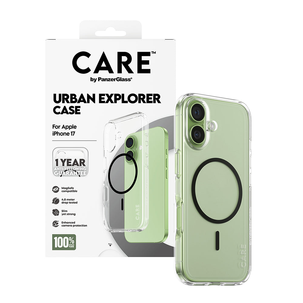 MagSafe cover til Apple iPhone 17, PanzerGlass, Care Urban Explorer, Sort Transparent