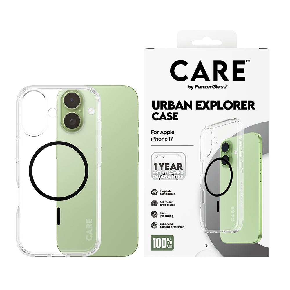 MagSafe cover til Apple iPhone 17, PanzerGlass, Care Urban Explorer, Sort Transparent