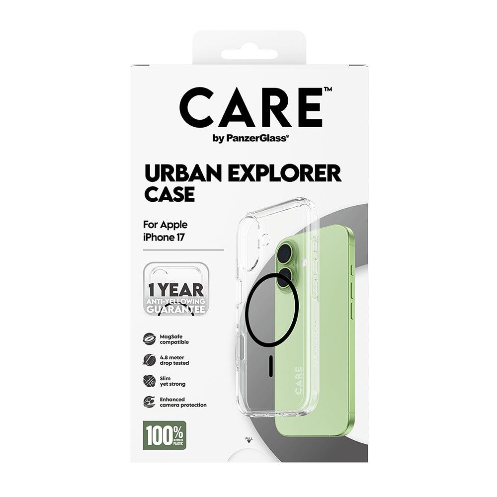 MagSafe cover til Apple iPhone 17, PanzerGlass, Care Urban Explorer, Sort Transparent