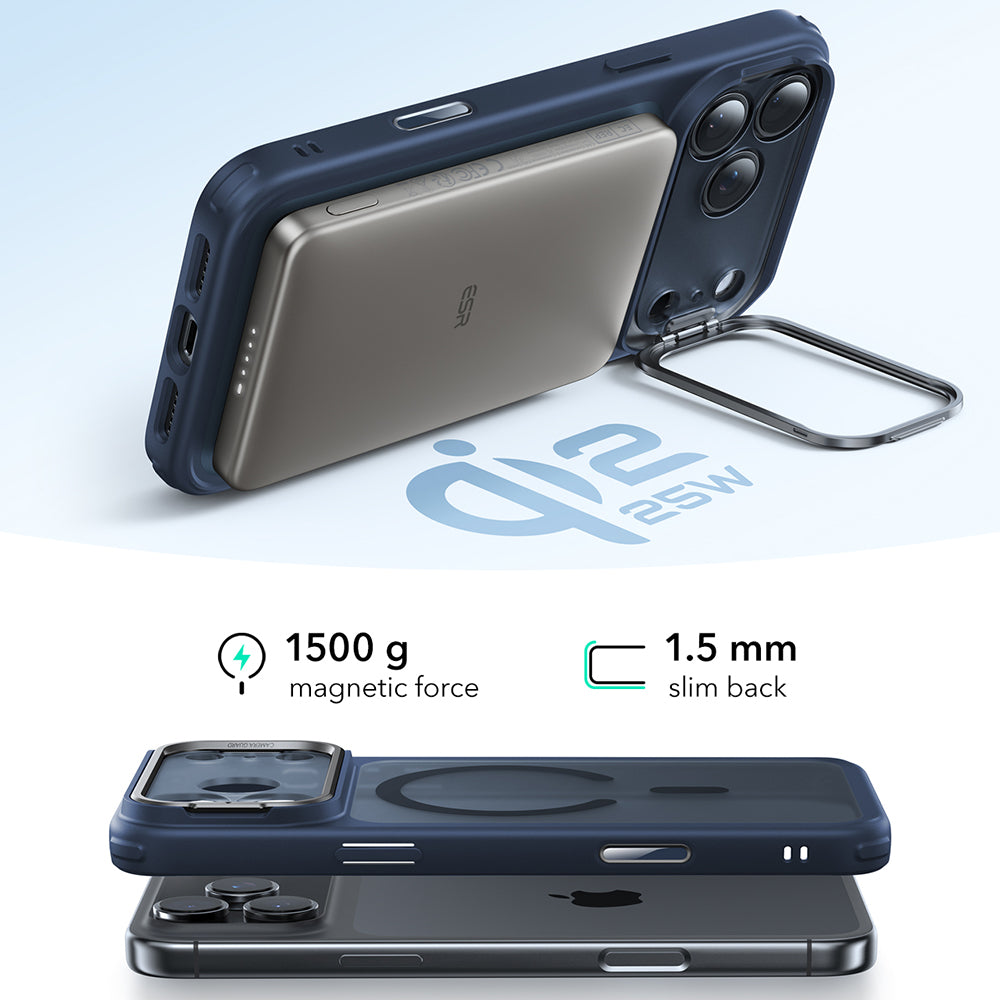 MagSafe cover til Apple iPhone 17 Pro, ESR, Classic Hybrid Kickstand, Satinblå