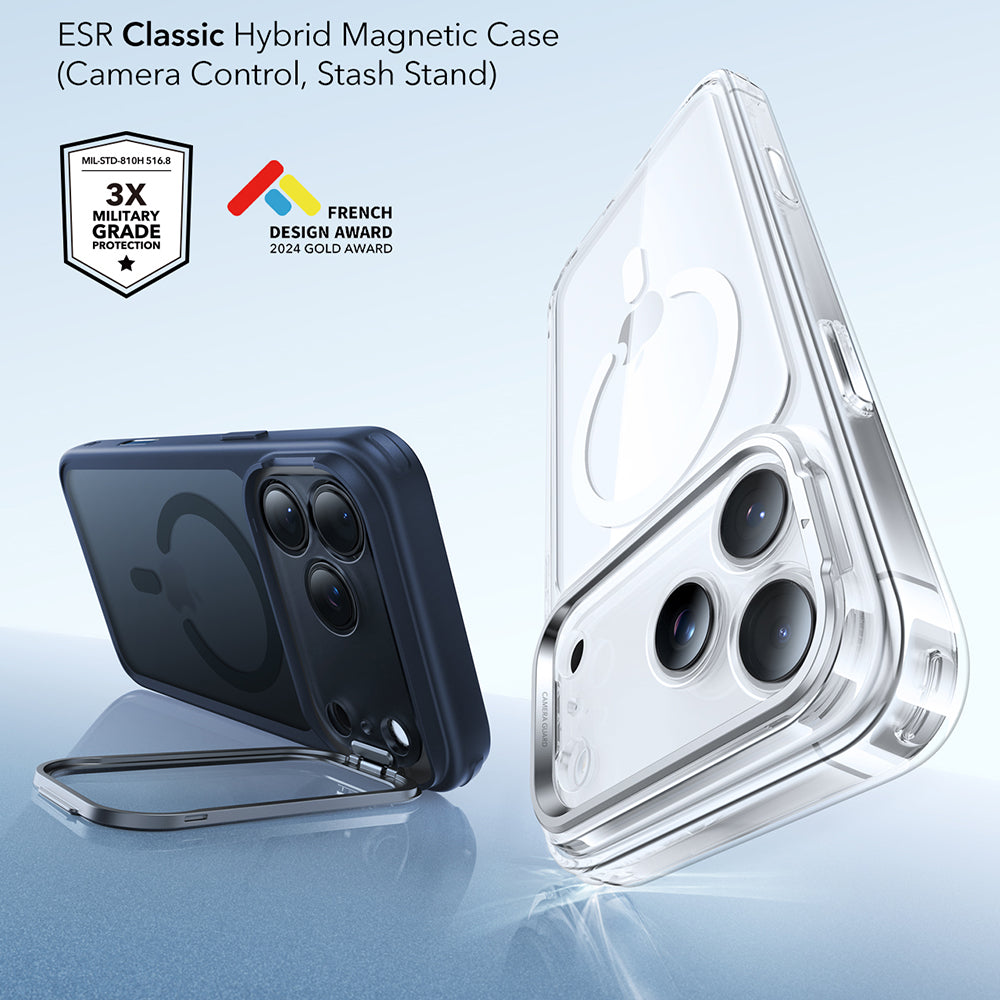 MagSafe cover til Apple iPhone 17 Pro, ESR, Classic Hybrid Kickstand, Satinblå