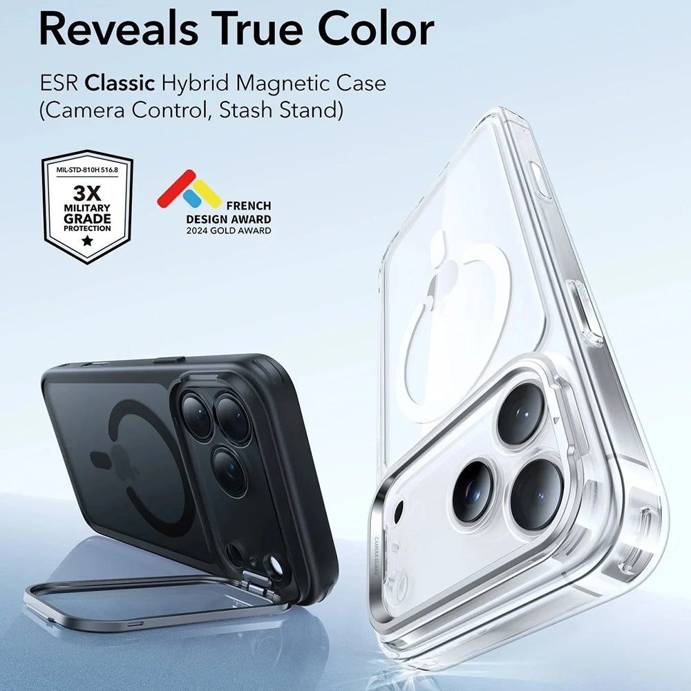 MagSafe cover til Apple iPhone 17 Pro, ESR, Classic Hybrid Kickstand, Satin Sort