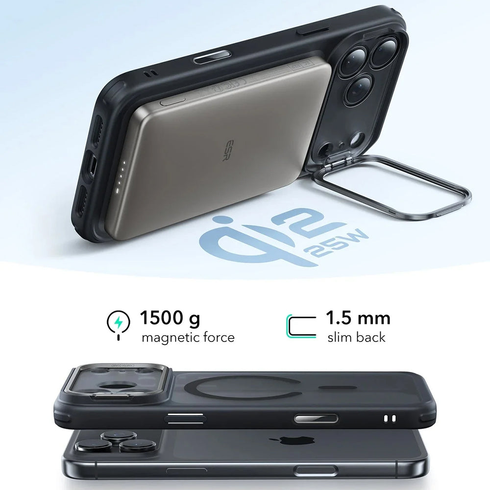 MagSafe cover til Apple iPhone 17 Pro, ESR, Classic Hybrid Kickstand, Satin Sort