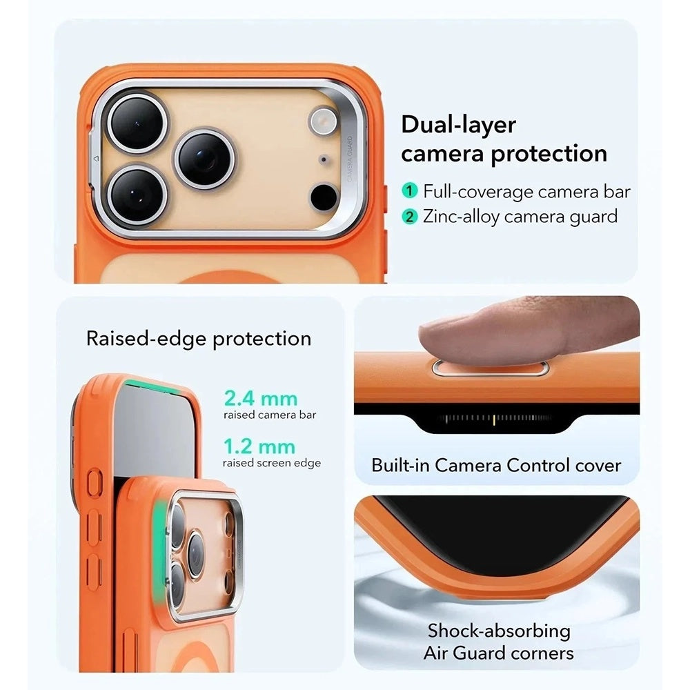 MagSafe cover til Apple iPhone 17 Pro, ESR, Classic Hybrid Kickstand Slide, Satin Orange