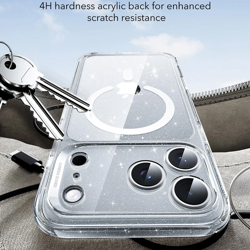 MagSafe Case for Apple iPhone 17 Pro, ESR, Classic Hybrid Shimmer, Transparent