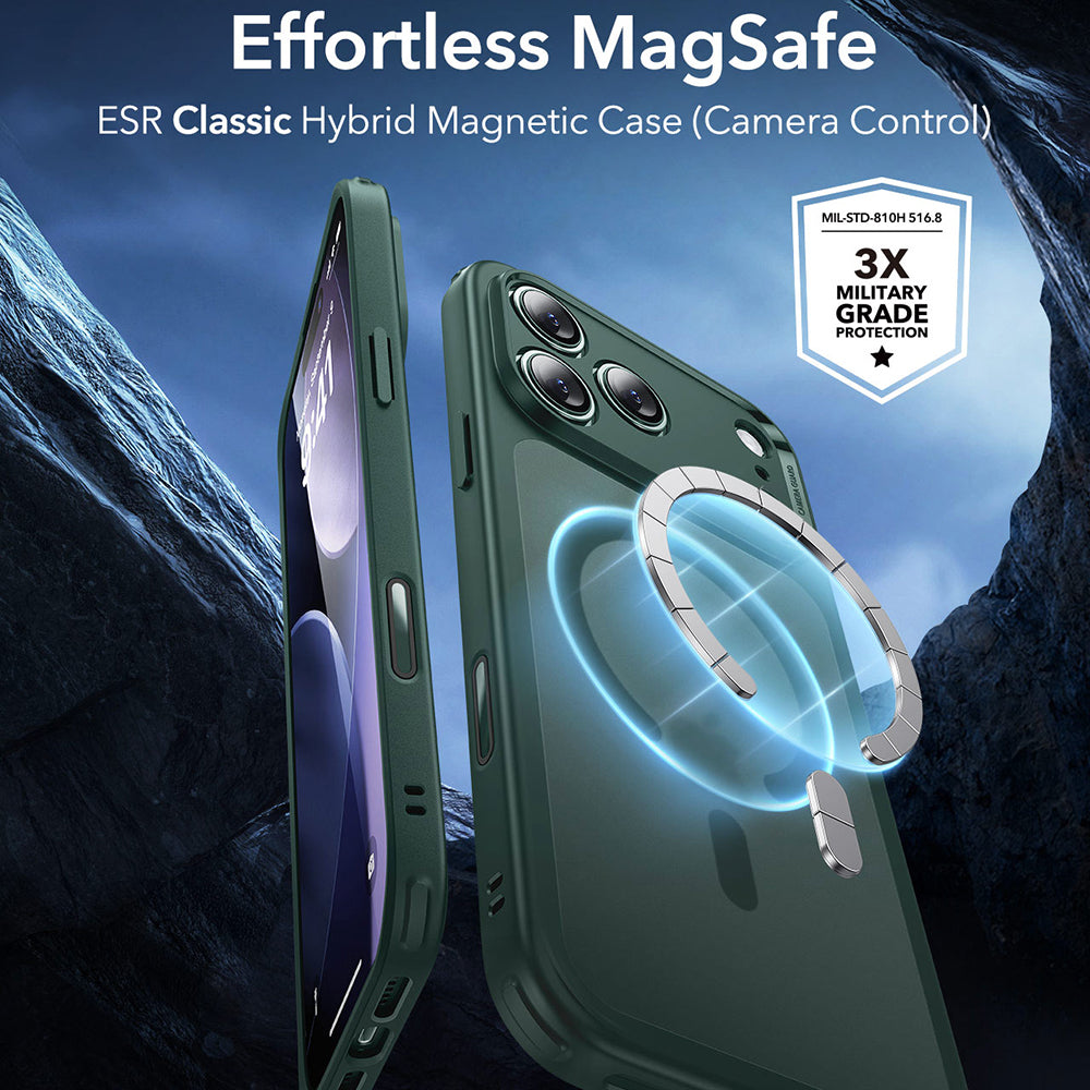 MagSafe cover til Apple iPhone 17 Pro, ESR, Classic Hybrid, Satineret Grøn